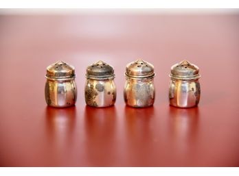 Set Of 4 Tarnished Sterling Silver Salt And Pepper Shakers