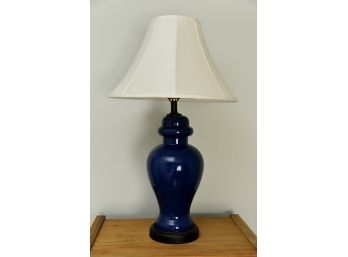 Blue Ceramic Table Lamp With Shade- 30' Tall