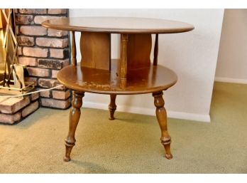 Colonial 2 Tier Spindle Maple Round End Table-28'x26'