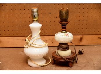 2 Small Milk Glass Lamps