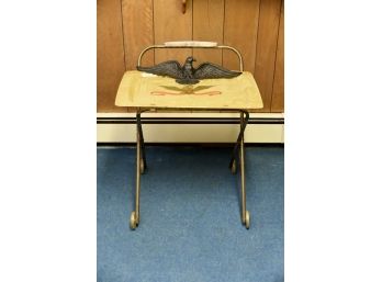 Vintage 'Eagle ' Snack Table With Iron Eagle Wall Display