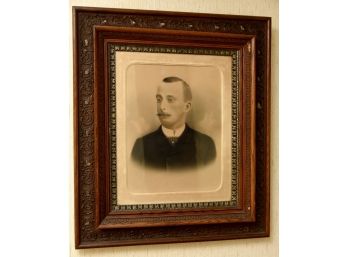 Antique Picture With Wood Carved Frame 26'x30'