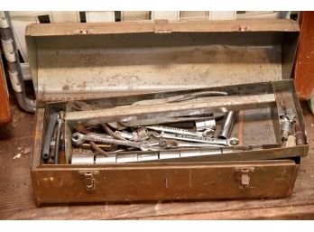 Vintage Metal Craftsman Tool Box With Tools