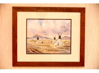Signed Native American Water Color-24'x18'