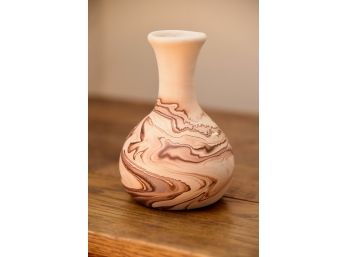 Nemadji Pottery Vase With Marbled Glaze