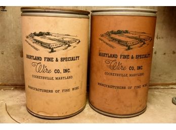 Pair Of Vintage 'Maryland Wire Company' 50 Gallon Drums