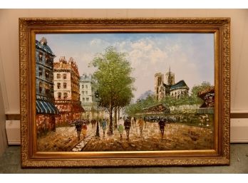 J. Bardot Oil Painting On Canvas Of Paris Cityscape- 42'x29'