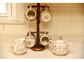 German Coffee Cup Set With Cup Tree