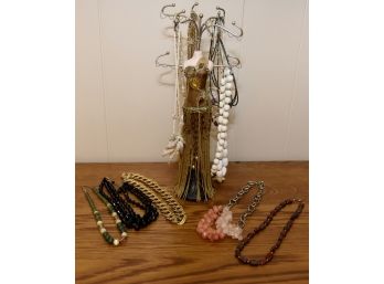 Vintage Costume Jewelry Necklaces And Stand