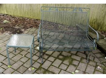 Outdoor Metal Glider With Side Table