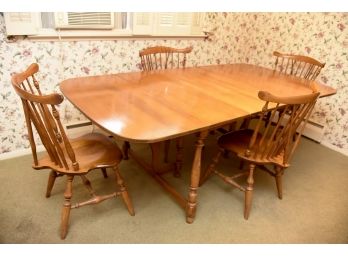 Maple Dining Room Table, Pads, Leafs And 4 Chairs-42'x83'