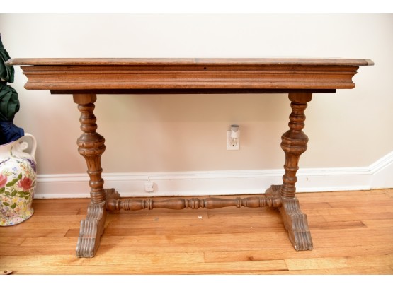 19th Century Antique Walnut Library Table With Hidden Leaf 48'x20'x30