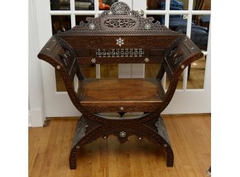 Antique Gothic Carved Mahogany Throne