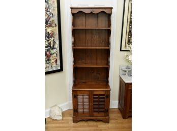 Skinny Oak Dresser Bookshelf With Under 2 Door Cabinet