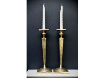 Exceptional Georgian Style Pair Of 12' Sterling Silver Candle Sticks
