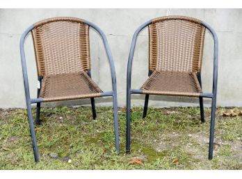 2 Barrel Back Outdoor Chairs