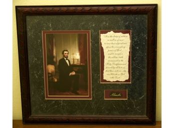 Abe Lincoln Framed Poem 18'x16'