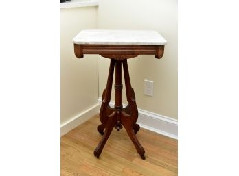 Walnut And Marble Top Side Table 19'x15'x30'