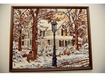Country Cottage Framed Needlepoint 21'x17'