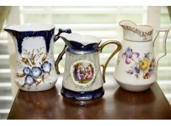 3 Vintage Porcelain Small Pitcher Grouping
