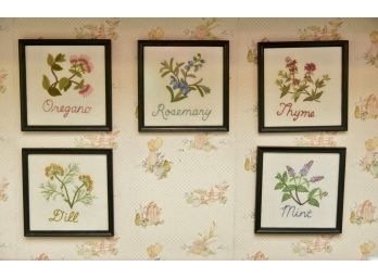 Framed Stitch Kitchen Herb Picture Grouping 8.5'x8.5'