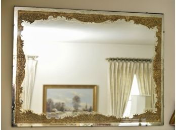 Antique Etched Reverse Glass Wall Mirror 48'x36'