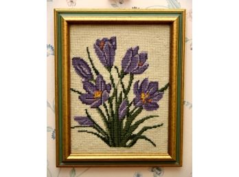 Framed Purple Flower Needlepoint 9'x11'