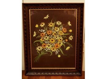 Vintage Framed Floral Needlepoint 23'x29'