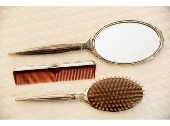 Vintage Sterling Silver Dresser Set- Brush, Mirror And Comb