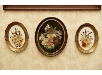 Grouping Of 3 Pressed Flower Framed Pictures