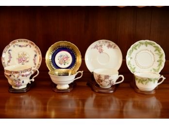 4 Porcelain Cups With Saucers For Display