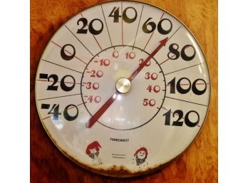 Vintage Hammacher Schlemmer Wall Thermometer 18' Diameter