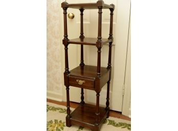 4 Tier Antique Side Table With Middle Drawer