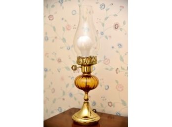 Vintage Vaseline Glass Hurricane Lamp
