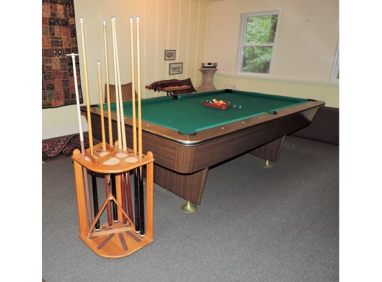 Pool Table With Felt Protective Cover, Pool Table Cover And Pool Cue Sticks With Holder