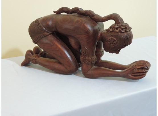 Hand Carved Wooden Praying Statue
