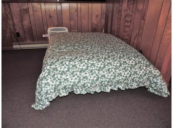 Wood Platform Bed With Blow-up Mattress And Linens
