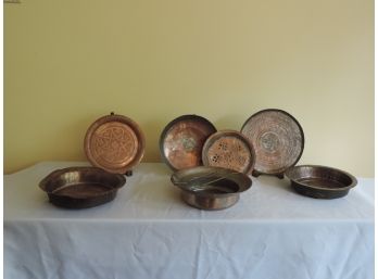 Vintage Copper And Tin Bakeware- Set Of 7 - From 8' To 11'