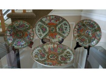 Set Of 4 Antique Hand Painted Chinese Plates