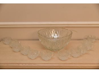 Punch Bowl With 12 Cups Lot