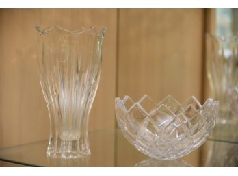 Heavy Crystal Bowl And Vase