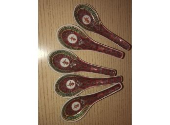 Five Asian Ceramic Spoons