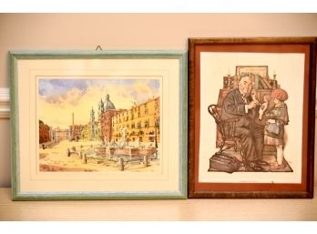 Norman Rockwell 9x11 And European Street Scene 9x13 Pictures