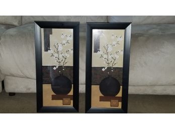 2 Asian Hanami Flower Prints 10.5x23'