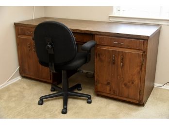 Pinewood Desk With Laminate Top And With Chair