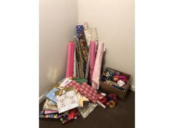 Assorted Bows And Wrapping Paper Lot