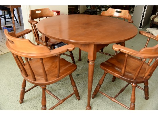 Cherry Dining Room Table With Leaf Extension And Barrel Back Chairs