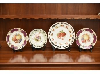 Antique Pierced Porcelain Plates Mantle