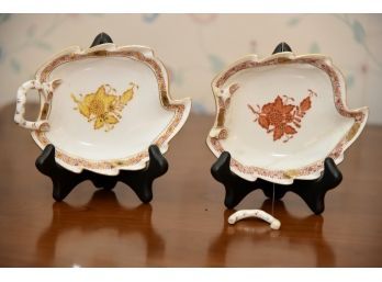 Pair Of Herend Leaf Dishes