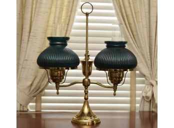 Vintage Double Light Brass Student Lamp